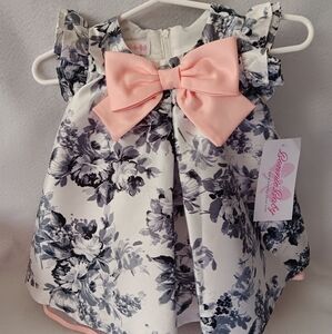 Baby Girl Floral Dress with Pink Bow
